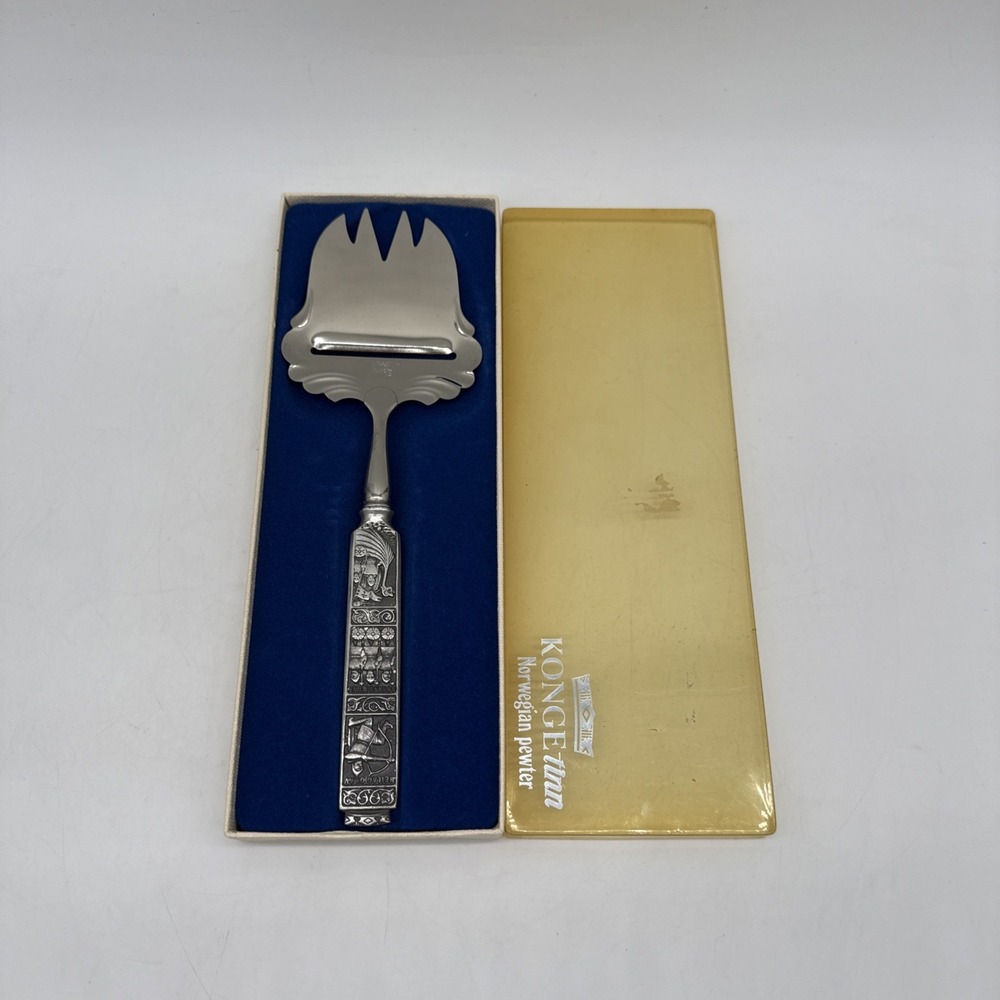 Kongetinn Hardanger Sylvplett Norwegian Pewter Cheese Slicer Stainless Steel
